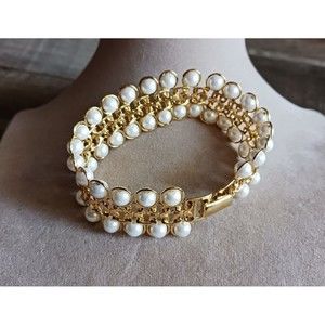 Vintage Avon Faux Pearl Double Bracelet